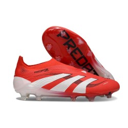 New adidas Predator 25 Elite Laceless FG Lucid Red White Black