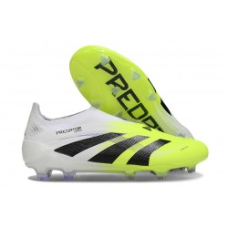 New adidas Predator 25 Elite Laceless FG White Black Lucid Lemon