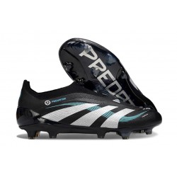 New adidas Predator 25 Elite Laceless FG Black White Blue