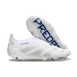 New adidas Predator 25 Elite Laceless FG White Grey