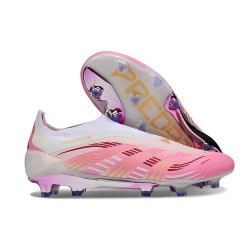 New adidas Predator 25 Elite Laceless FG Pink White