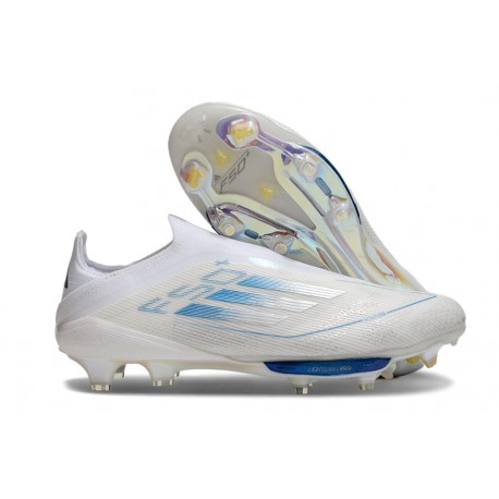 New adidas F50+ Laceless FG White Pearl Met. Blue