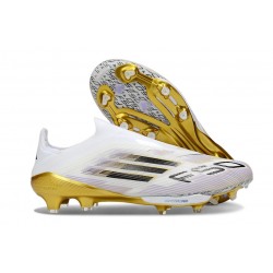 New adidas F50+ Laceless FG White Core Black Met Gold