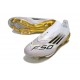 New adidas F50+ Laceless FG White Core Black Met Gold