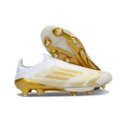 New adidas F50+ Laceless FG Ftwr White Gold Met
