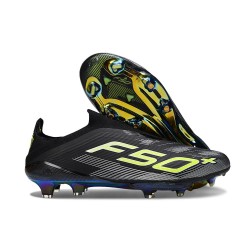 New adidas F50+ Laceless FG Core Black Iron Met. Lucid Lemon