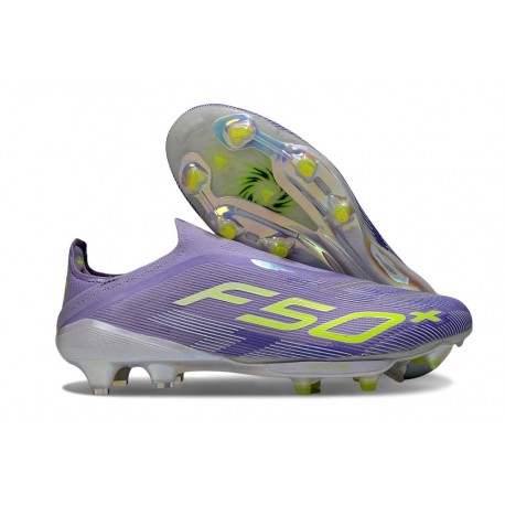 New adidas F50+ Laceless FG Purple Rush Lucid Lemon