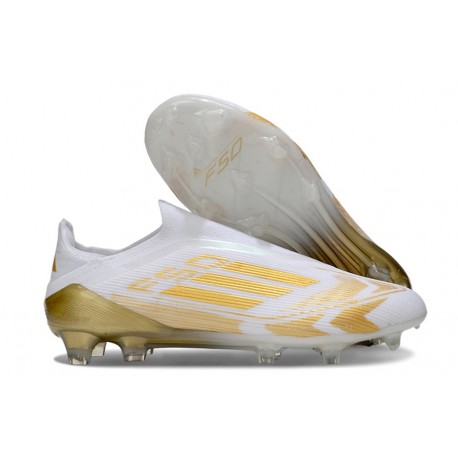 New adidas F50 Laceless Elite FG Ftwr White Gold Met