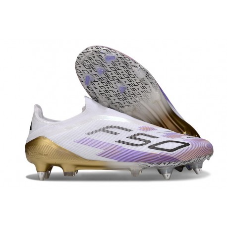 New adidas F50 Laceless Elite FG White Purple Black