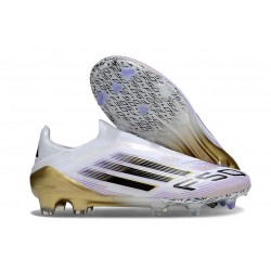 New adidas F50 Laceless Elite FG White Core Black Met Gold