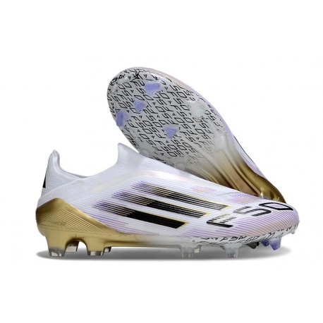 New adidas F50 Laceless Elite FG White Core Black Met Gold