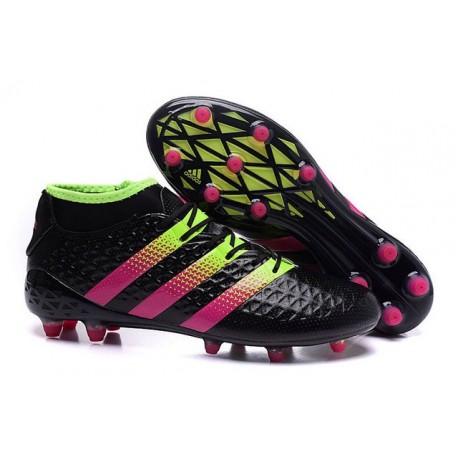 Men News adidas ACE 16.1 Primeknit FG/AG Football Cleats Black Rose Green