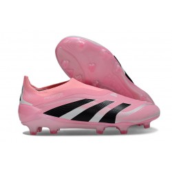 New adidas Predator 25 Elite Laceless FG Pink Black