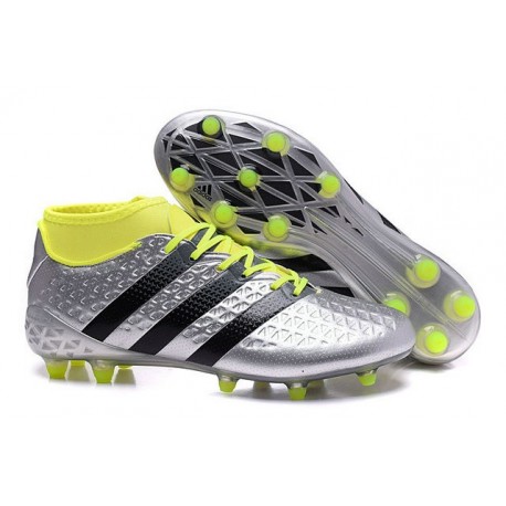 Men News adidas ACE 16.1 Primeknit FG/AG Football Cleats Silver Black Yellow