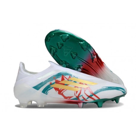 New adidas F50 Laceless Elite FG White Green Gold