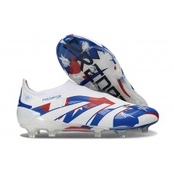 New adidas Predator 25 Elite Laceless FG White Blue Red