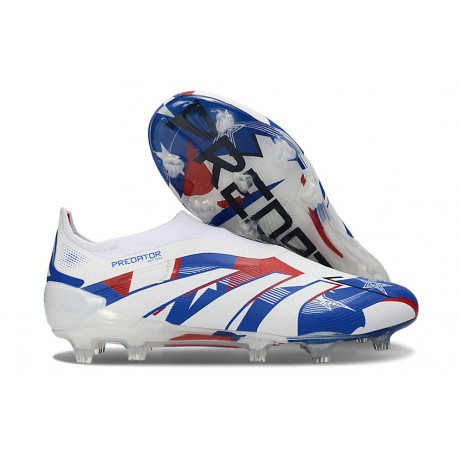 New adidas Predator 25 Elite Laceless FG White Blue Red