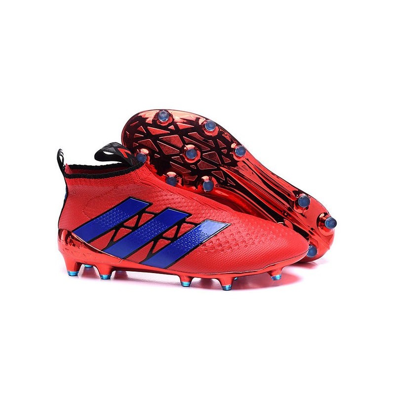 New 2016 adidas Ace16+ Purecontrol FG Soccer Boots Red Blue