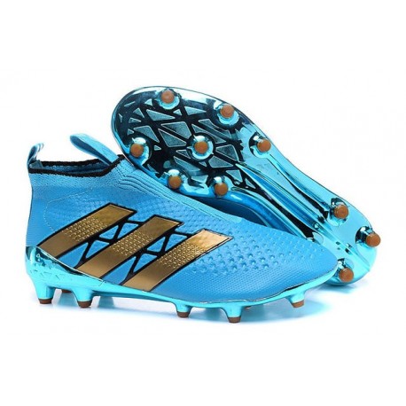 New 2016 adidas Ace16+ Purecontrol FG Soccer Boots Blue Gold