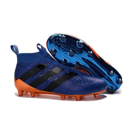 New 2016 adidas Ace16+ Purecontrol FG Soccer Boots Blue Orange Black