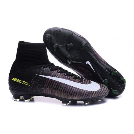 Nike Mercurial Superfly V FG High Top Firm Ground Shoes Black Pink White