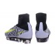 Nike Mercurial Superfly V FG High Top Firm Ground Shoes Black White Yellow