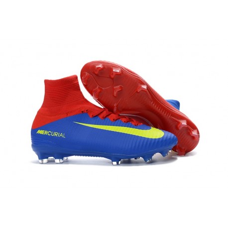 Nike Mercurial Superfly V FG Men Soccer Boots Red Blue Yellow