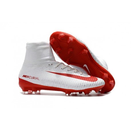 New Nike Mercurial Superfly 5 FG Firm Ground Football Cleats White Red