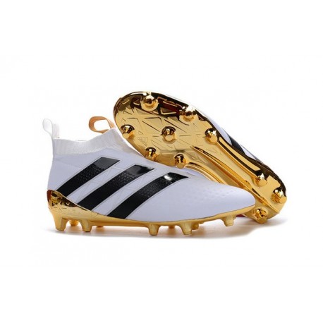 New adidas Ace16+ Purecontrol FG Football Boots White Gold Black