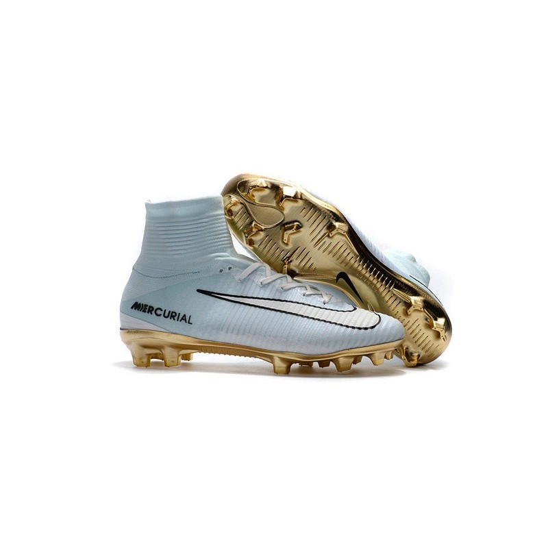 cr7 white and gold boots