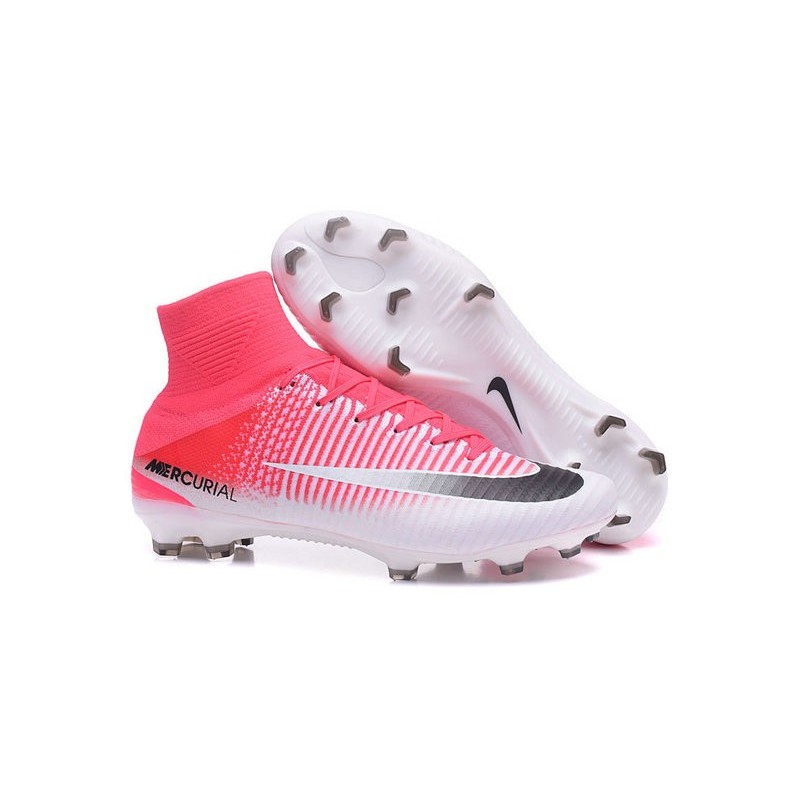 pink and white soccer cleats