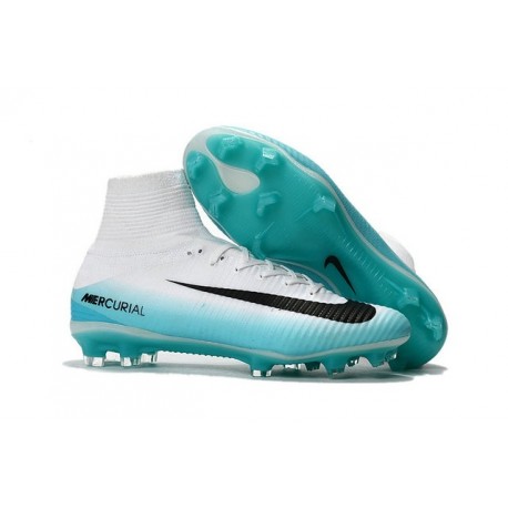 white and blue nike cleats