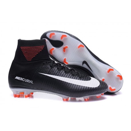Nike Mercurial Superfly V FG Men High Top Boots Black White Red