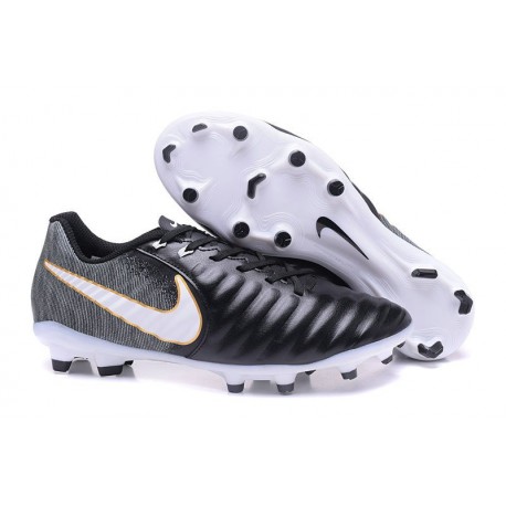 Nike Tiempo Legend VII FG 2017 Leather Soccer Cleats -Black White Gold