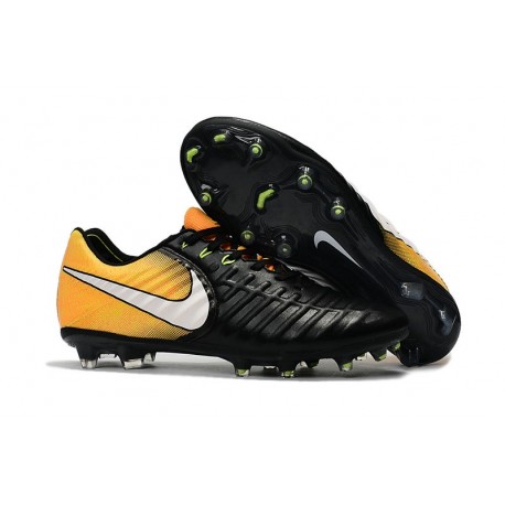 Nike Tiempo Legend VII FG 2017 Leather Soccer Cleats - Black Yellow