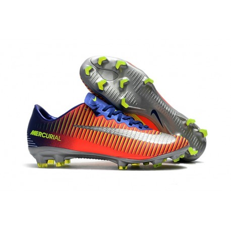 Nike Mercurial Vapor 11 FG Firm Ground Men Football Shoes Royal Blue Chrome Crimson