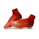 Nike Mercurial Superfly V CR7 FG Men High Top Boots Red Gold