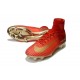 Nike Mercurial Superfly V CR7 FG Men High Top Boots Red Gold