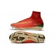 Nike Mercurial Superfly V CR7 FG Men High Top Boots Red Gold