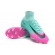 Nike Mercurial Superfly V FG Men High Top Boots Blue Pink Black