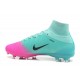 Nike Mercurial Superfly V FG Men High Top Boots Blue Pink Black