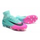 Nike Mercurial Superfly V FG Men High Top Boots Blue Pink Black