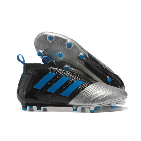 adidas ACE 17+ Purecontrol FG Mens 2017 Soccer Cleats Black Silver Blue
