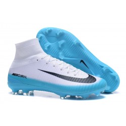 New Nike Mercurial Superfly 5 FG Firm Ground Soccer Cleats - White Blue Black