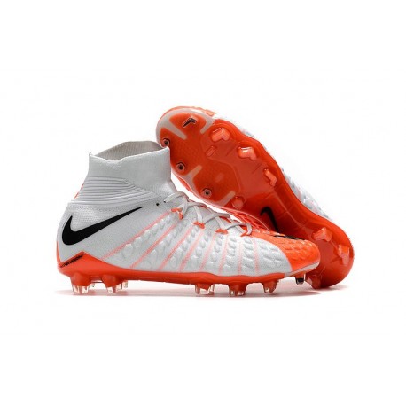 Nike Hypervenom Phantom III DF FG Flyknit Boots - White Orange