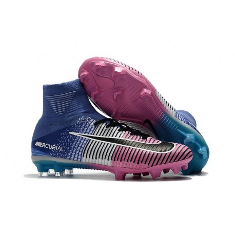 Nike Mercurial Superfly V FG ACC Top Boots Blue Pink Black