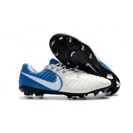 New Nike Tiempo Legend 7 FG K-leather Football Boots White Blue