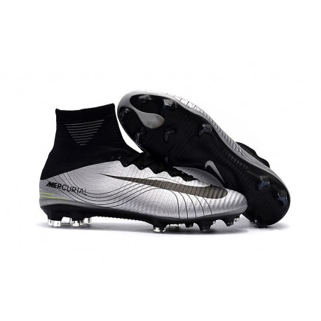 FG Firm Ground Soccer Cleat - Silver Black