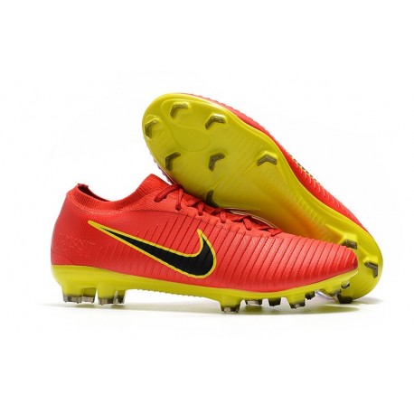 Nike Mercurial Vapor Flyknit Ultra FG ACC Mens Soccer Boots Red Yellow