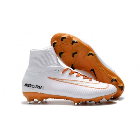 Nike Mercurial Superfly V FG ACC Mens Boot - White Orange CR7